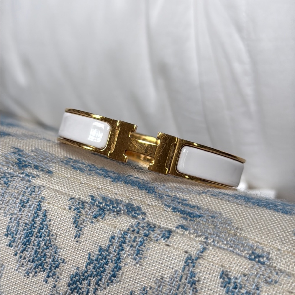 Hermes Gold and White Bracelet
